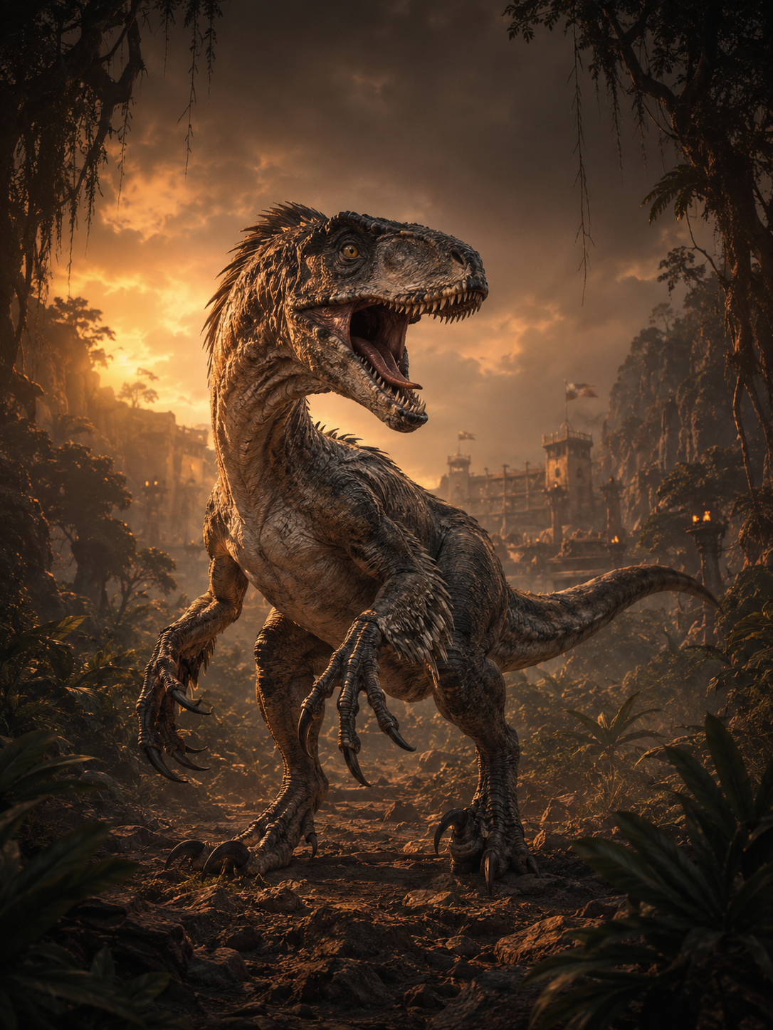 Raptor em pose agressiva
